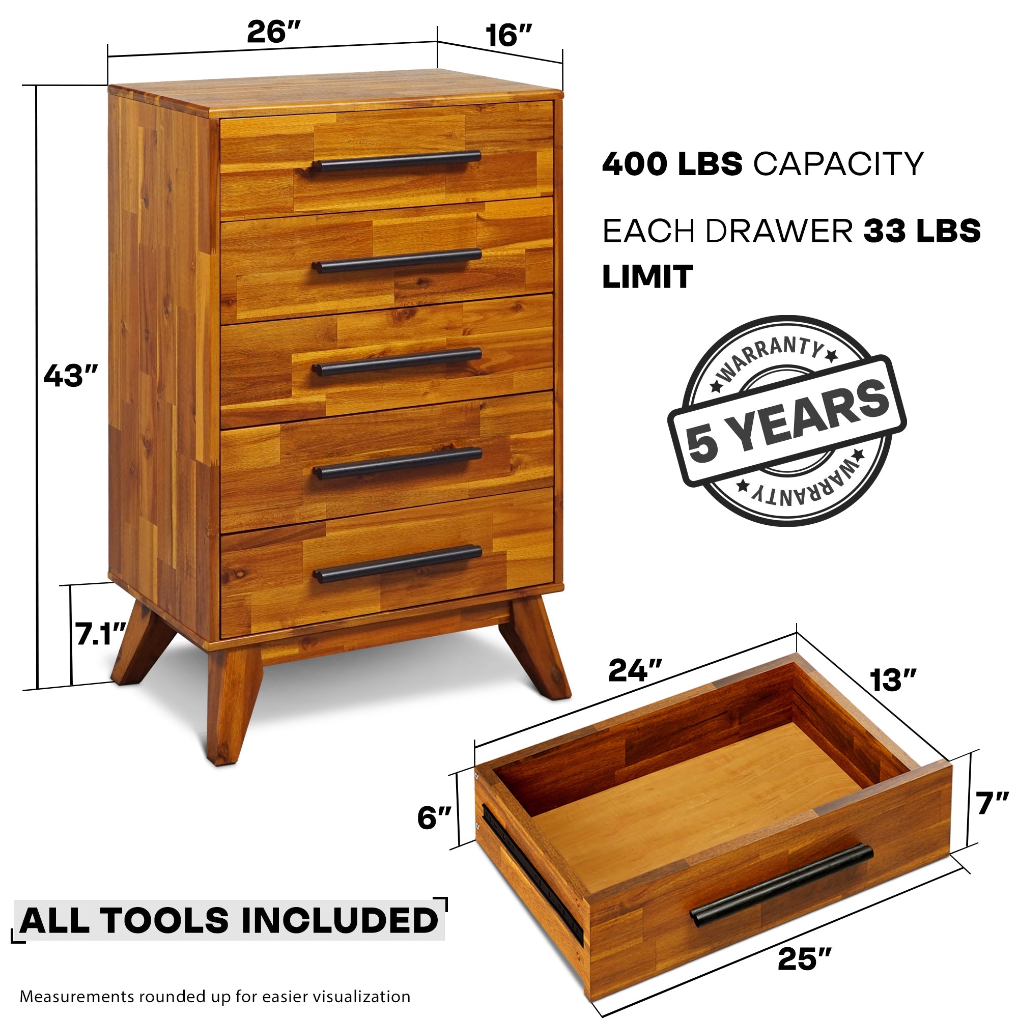 Linea Solid Wood Dresser