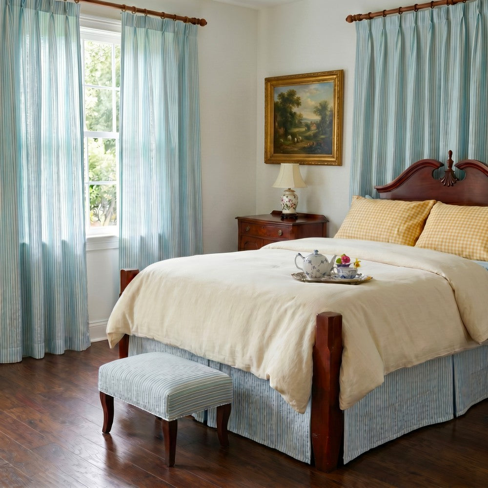 Dolly Coastal Soft Textured Striped Curtains
