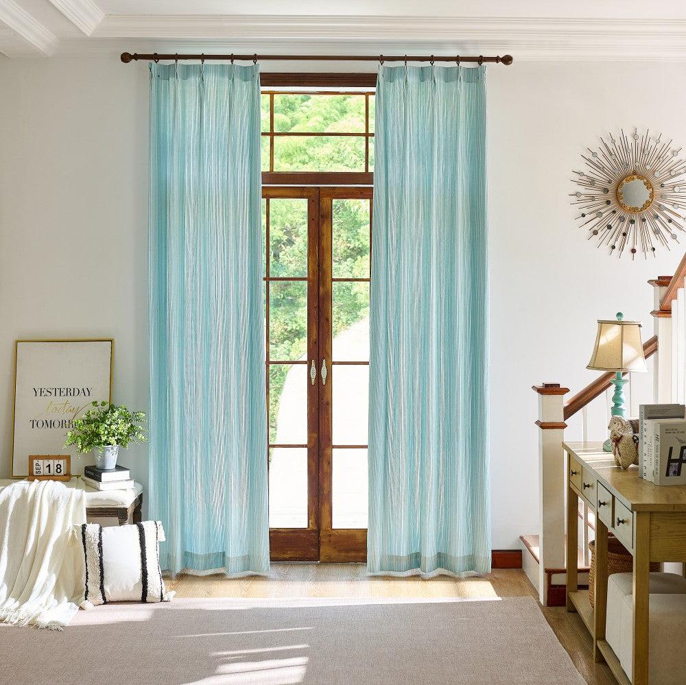 Dolly Coastal Soft Textured Striped Curtains