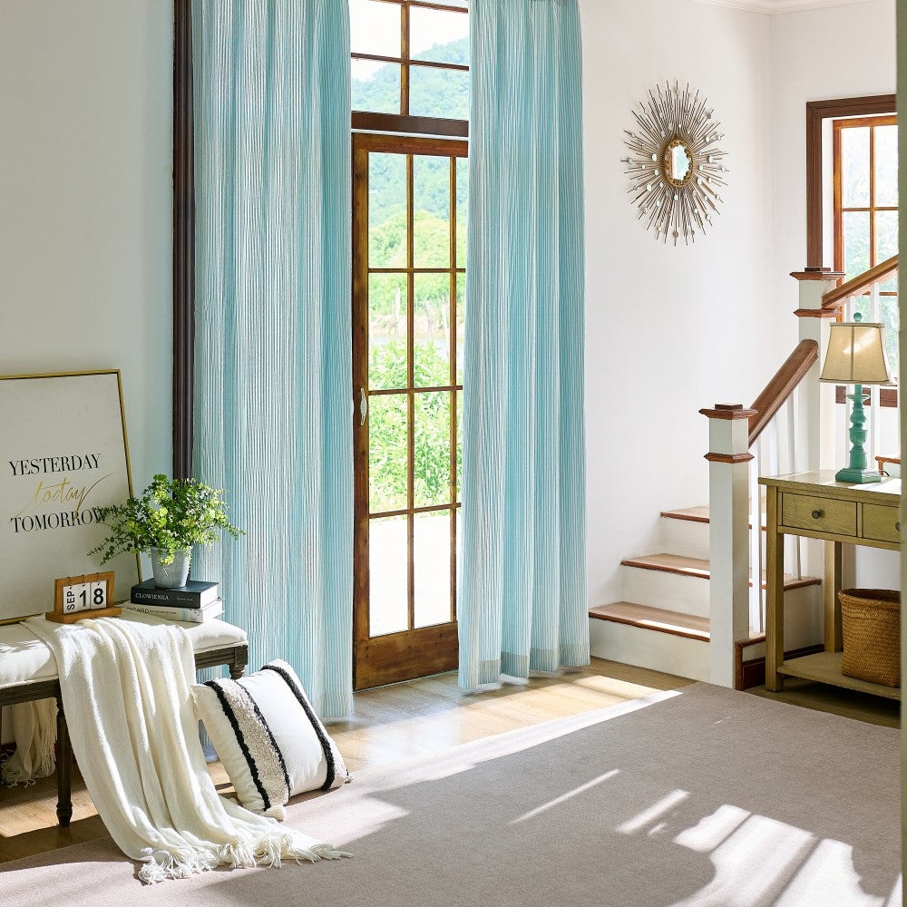 Dolly Coastal Soft Textured Striped Curtains