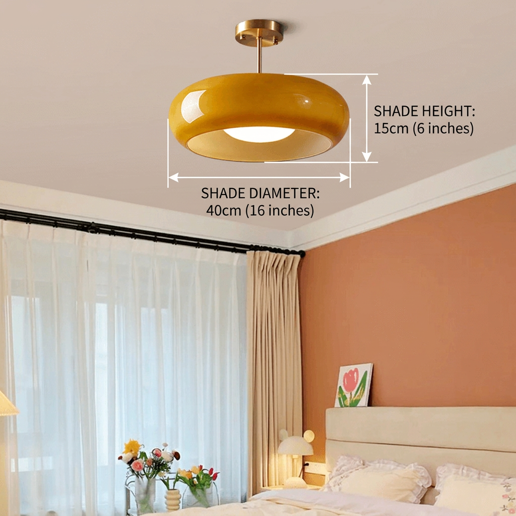 Vintage Orange Glass Ceiling Light Semi Flush Mount Lamp E27