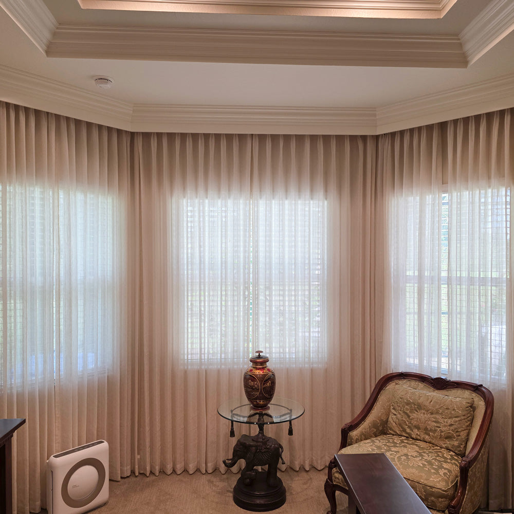 Dorothy Vertical Striped Rough Linen Sheer Curtains