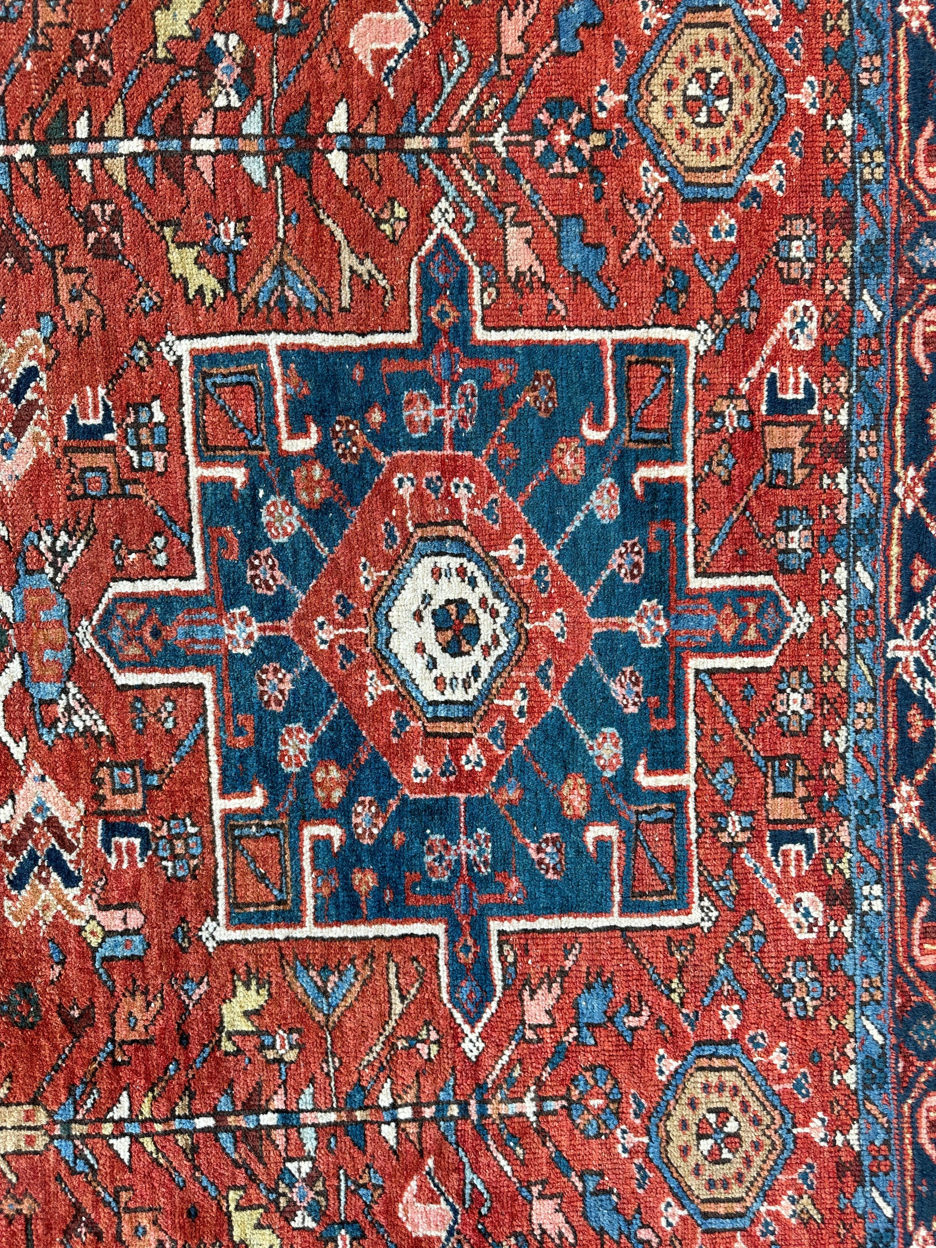 KARAJA Persian Antique Heriz Rug 4'9" x 6'