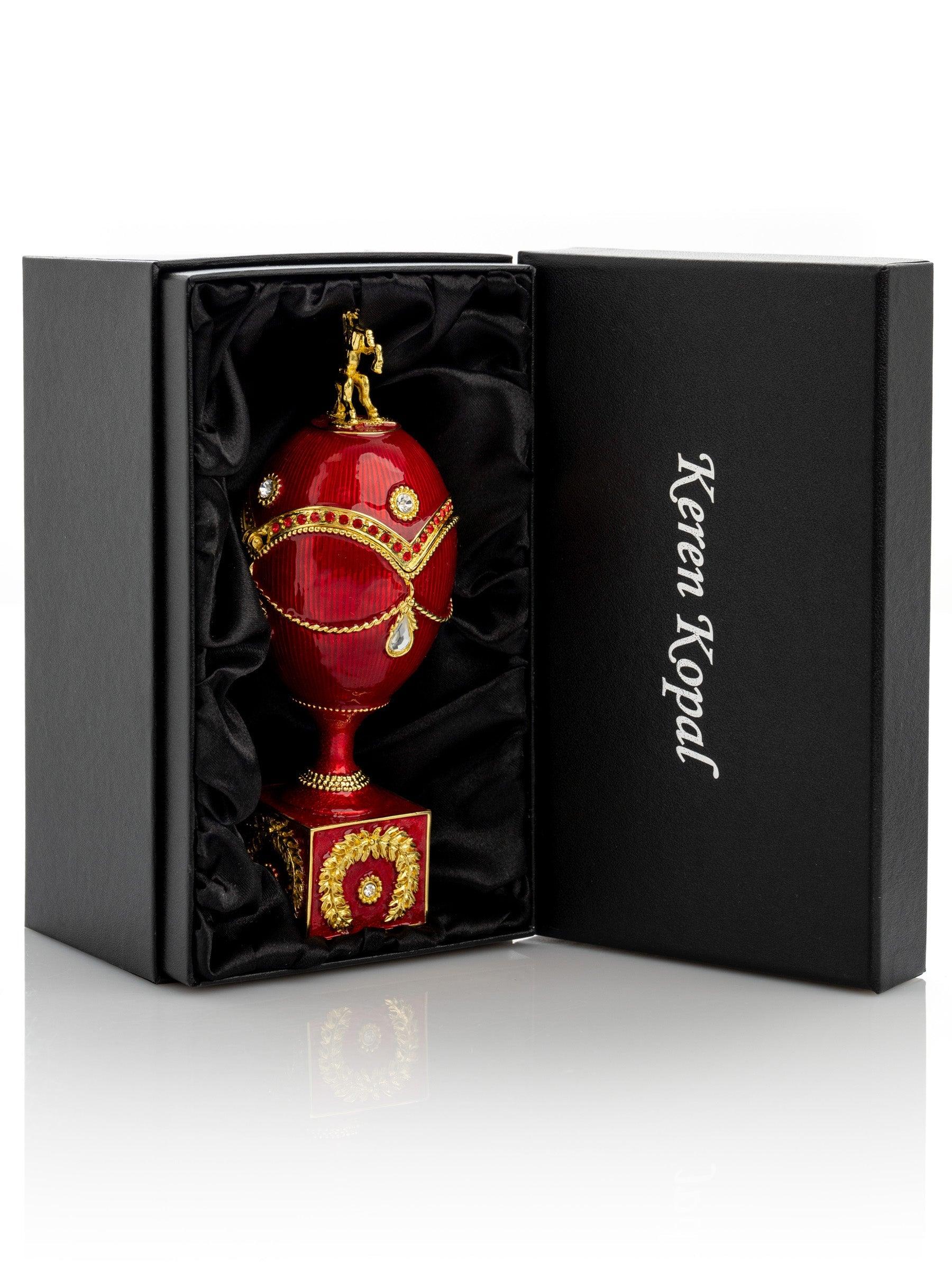Red Faberge Egg with Gold Horse - PRHOMZ