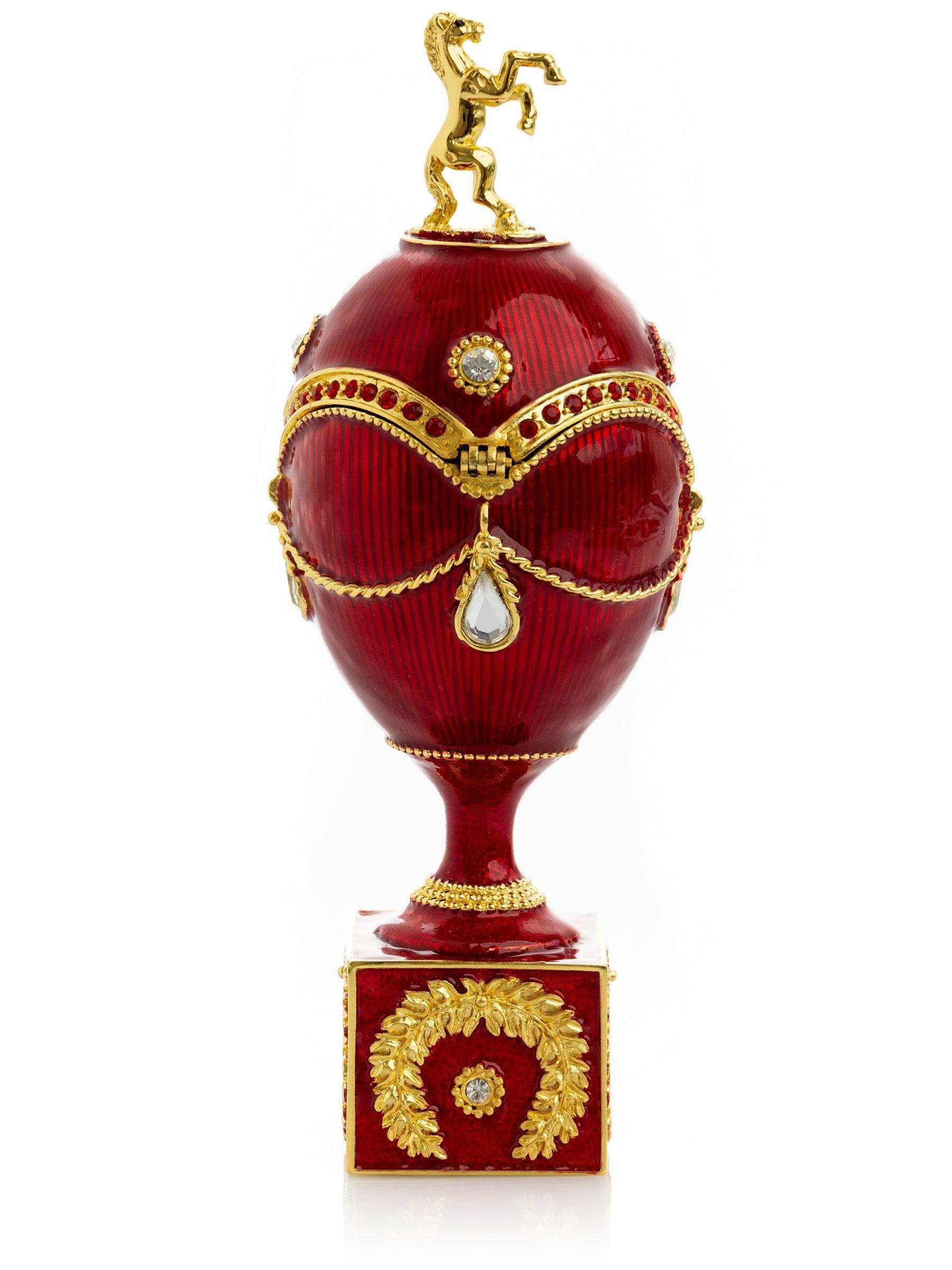 Red Faberge Egg with Gold Horse - PRHOMZ