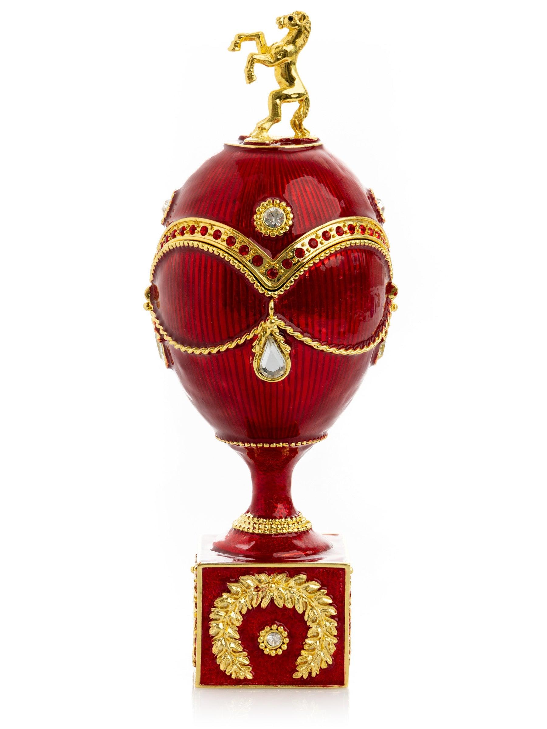 Red Faberge Egg with Gold Horse - PRHOMZ