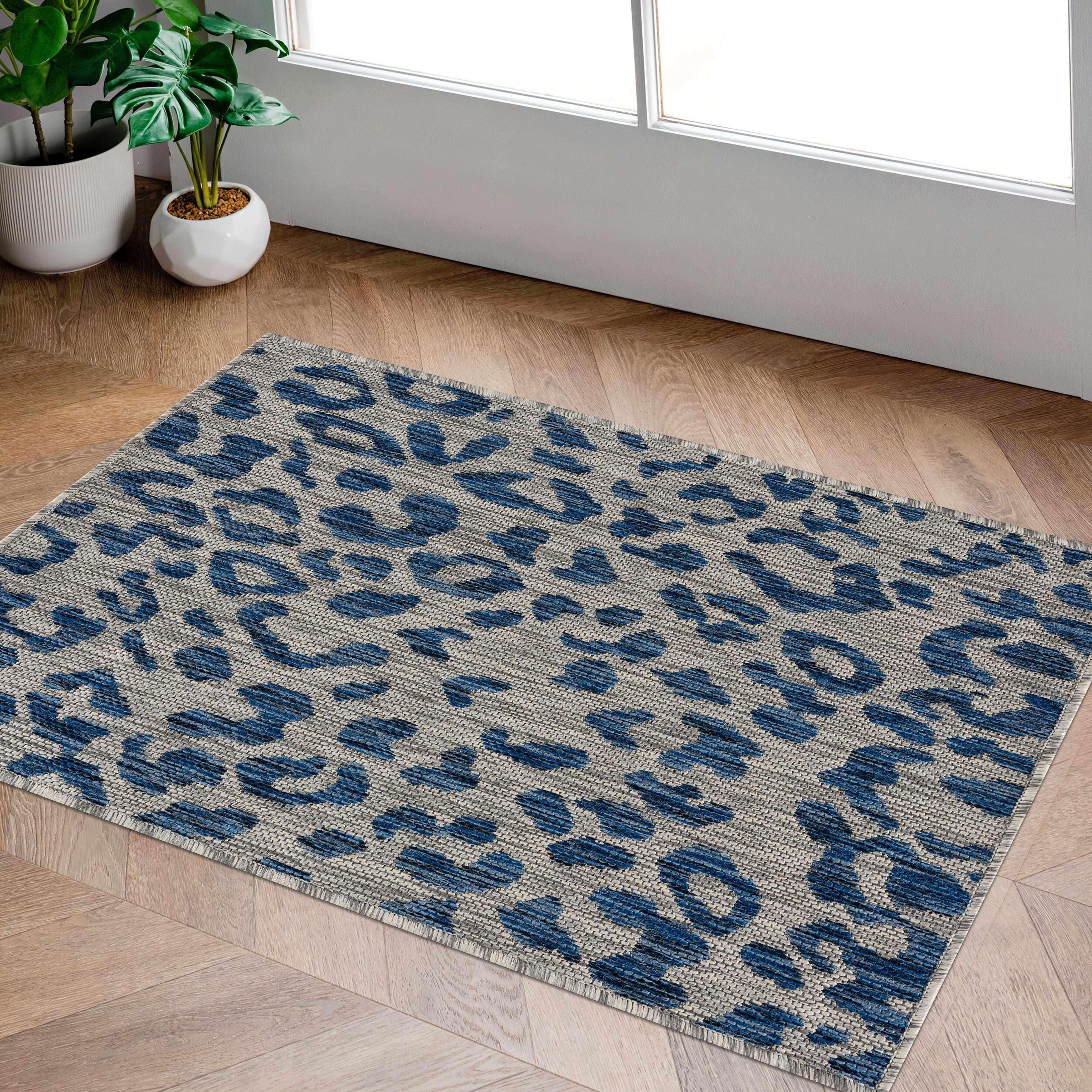 Skipsea Blue Leopard Performance Rug - PRHOMZ