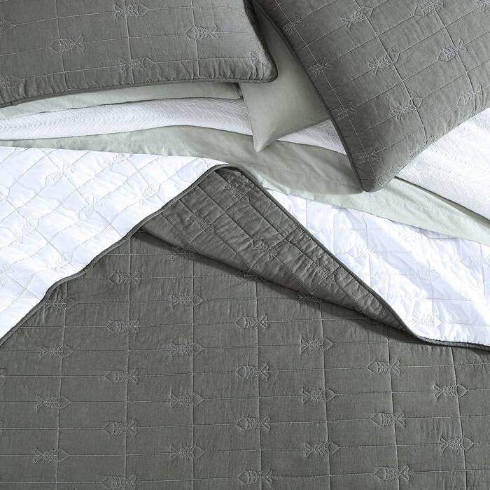 Lightweight Dark Green Brick Fish Pattern 4 Piece Cotton Daybed Cover Set - PRHOMZ