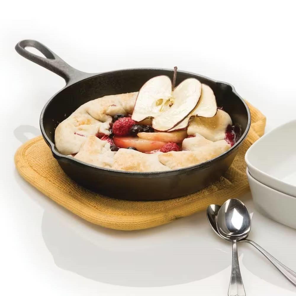 8-inch Pre-Seasoned Cast Iron Skillet Frying Pan with Pour Spouts Made in USA - PRHOMZ