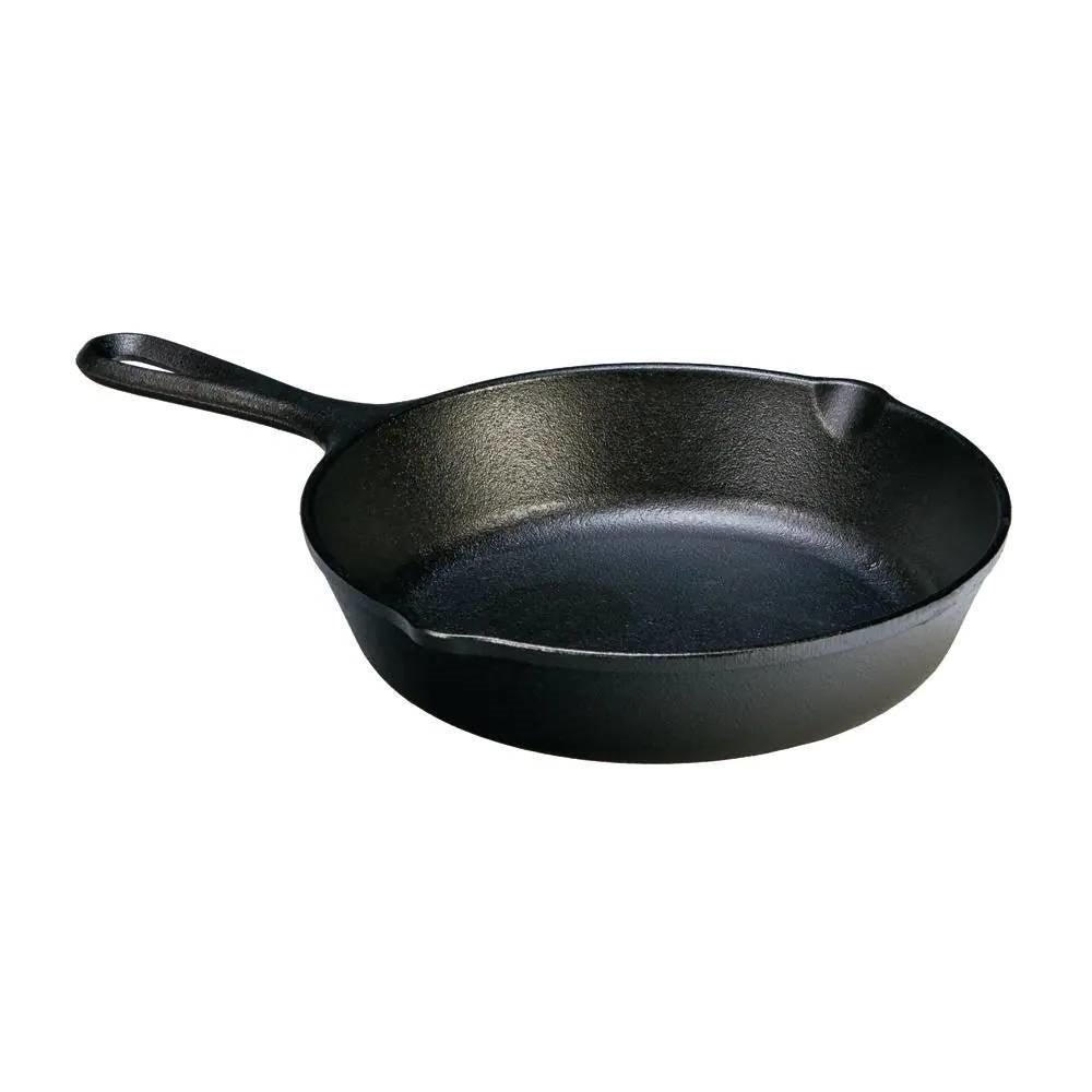 8-inch Pre-Seasoned Cast Iron Skillet Frying Pan with Pour Spouts Made in USA - PRHOMZ