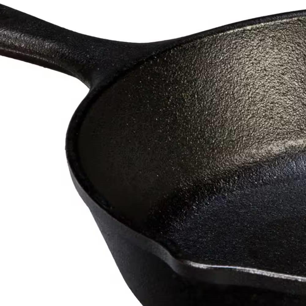 8-inch Pre-Seasoned Cast Iron Skillet Frying Pan with Pour Spouts Made in USA - PRHOMZ