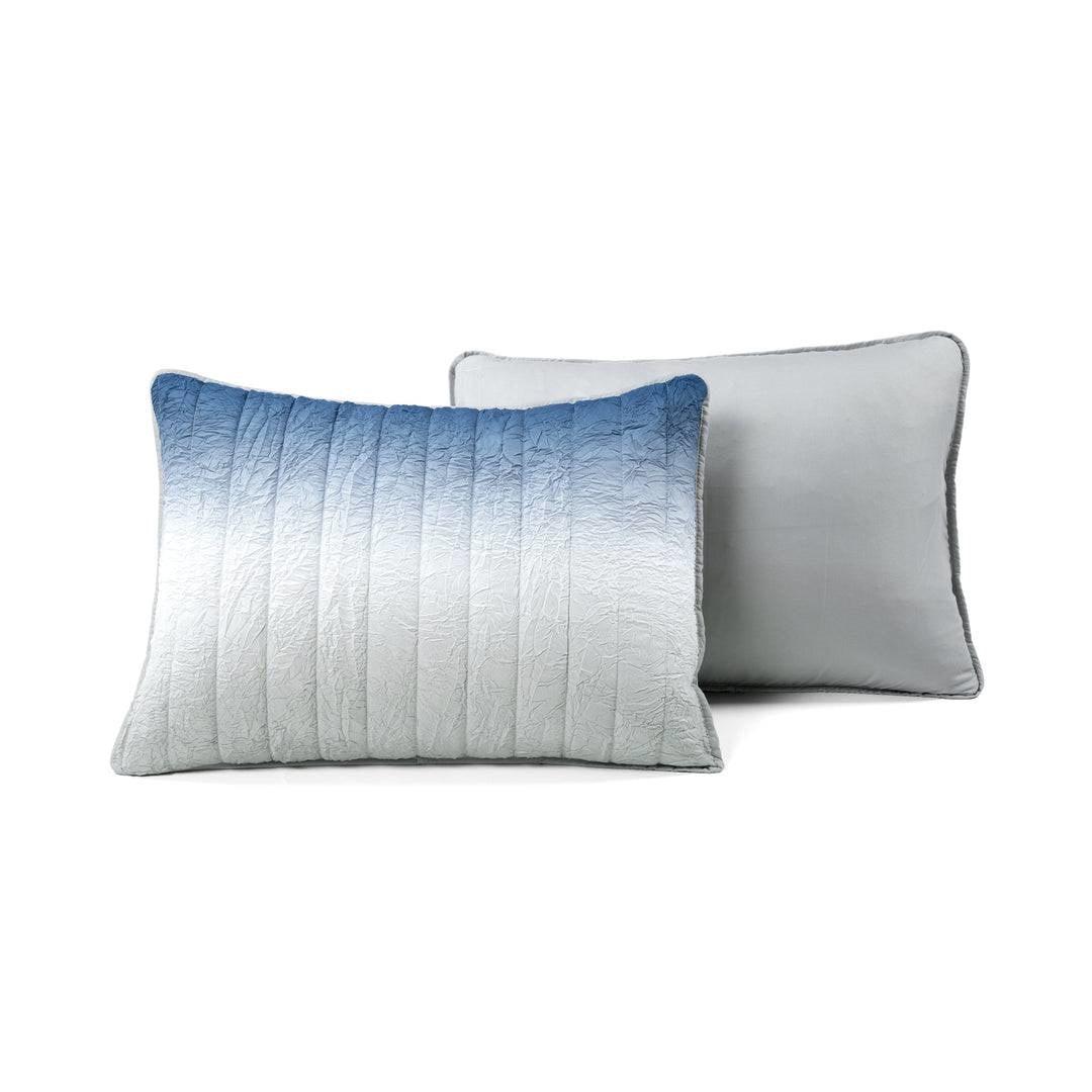 Full/Queen Navy Blue Grey Lightweight Wrinkle Fabric 3 Piece Quilt Set - PRHOMZ