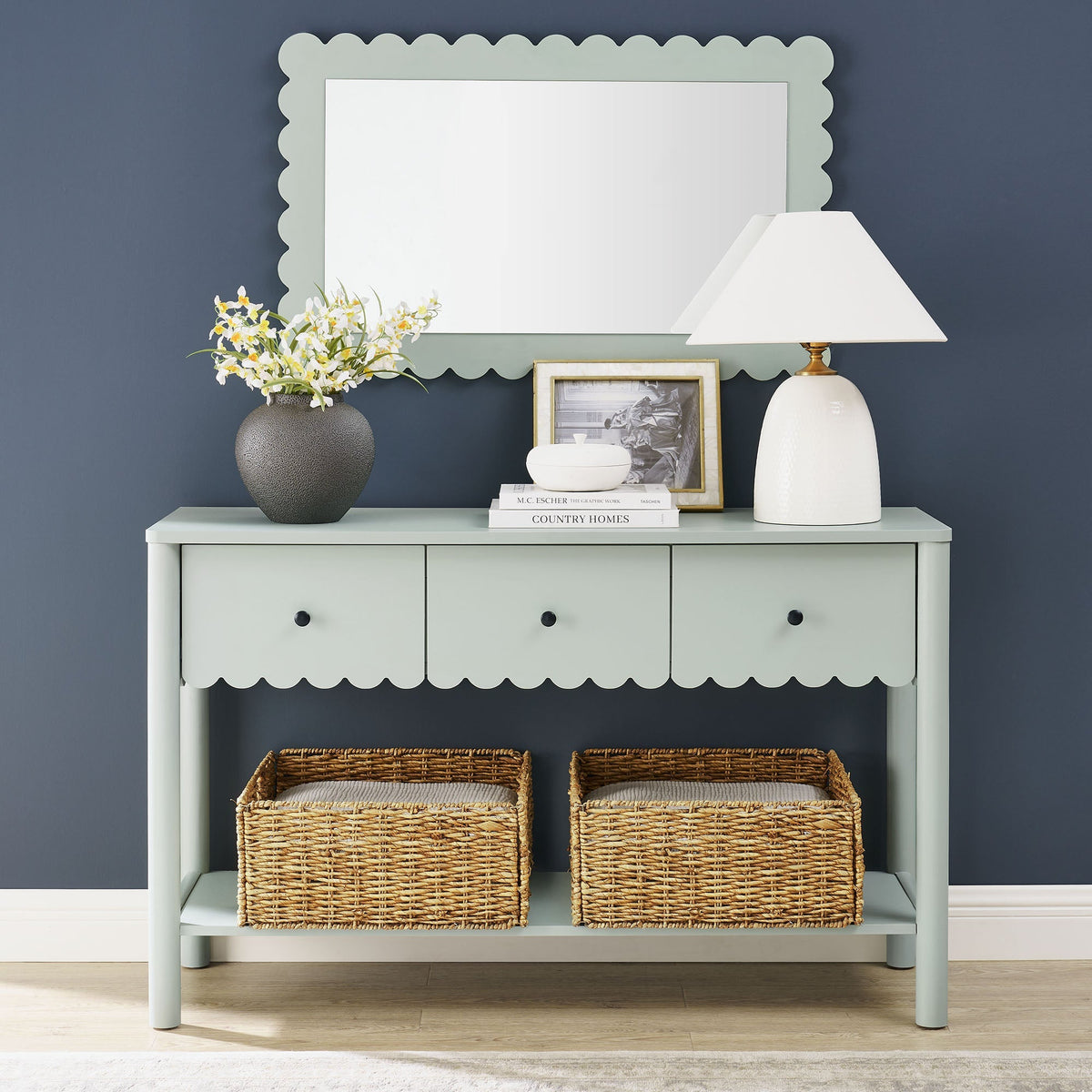 Emmeline 3-Drawer Scalloped Console Table by Modway
