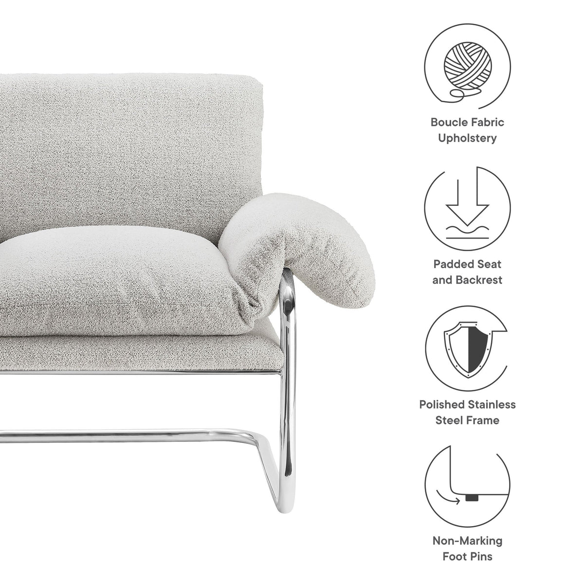 Ansel Boucle Fabric Accent Chair by Modway