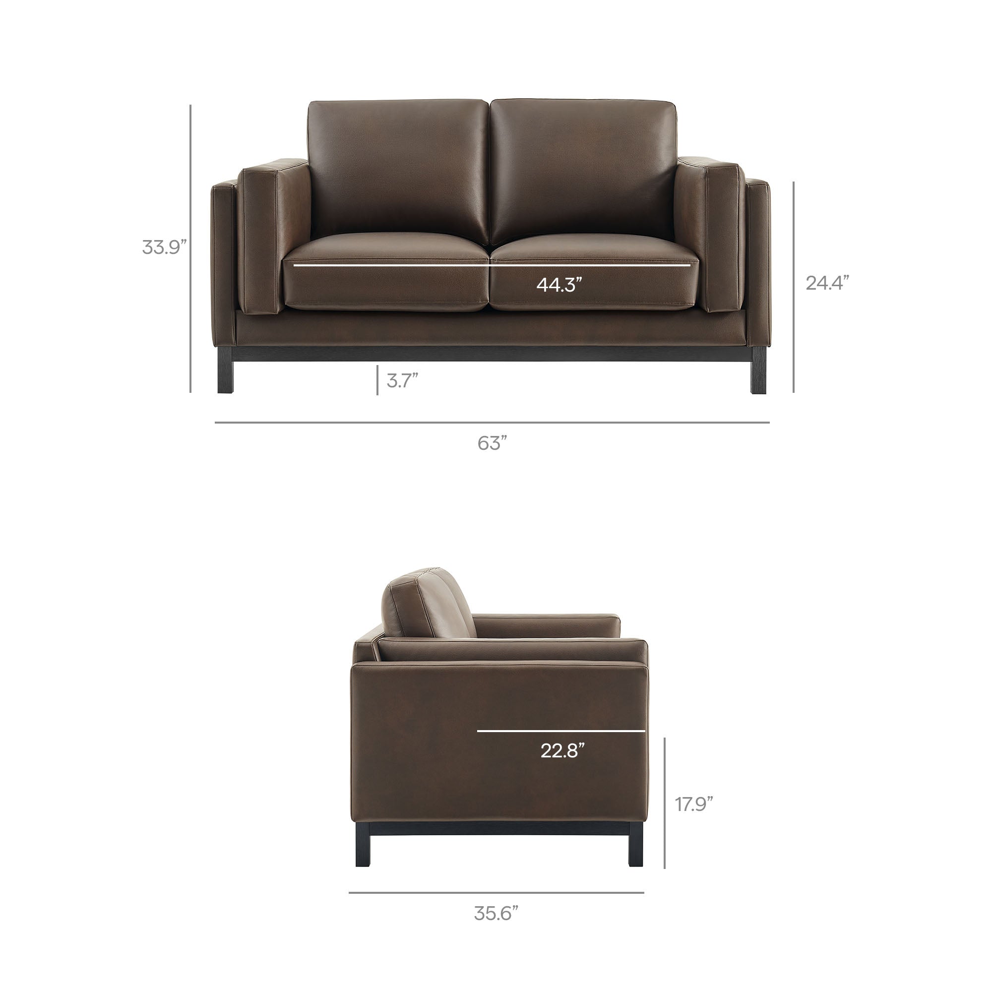 Roscoe 63 Inch Vegan Leather Loveseat by Modway