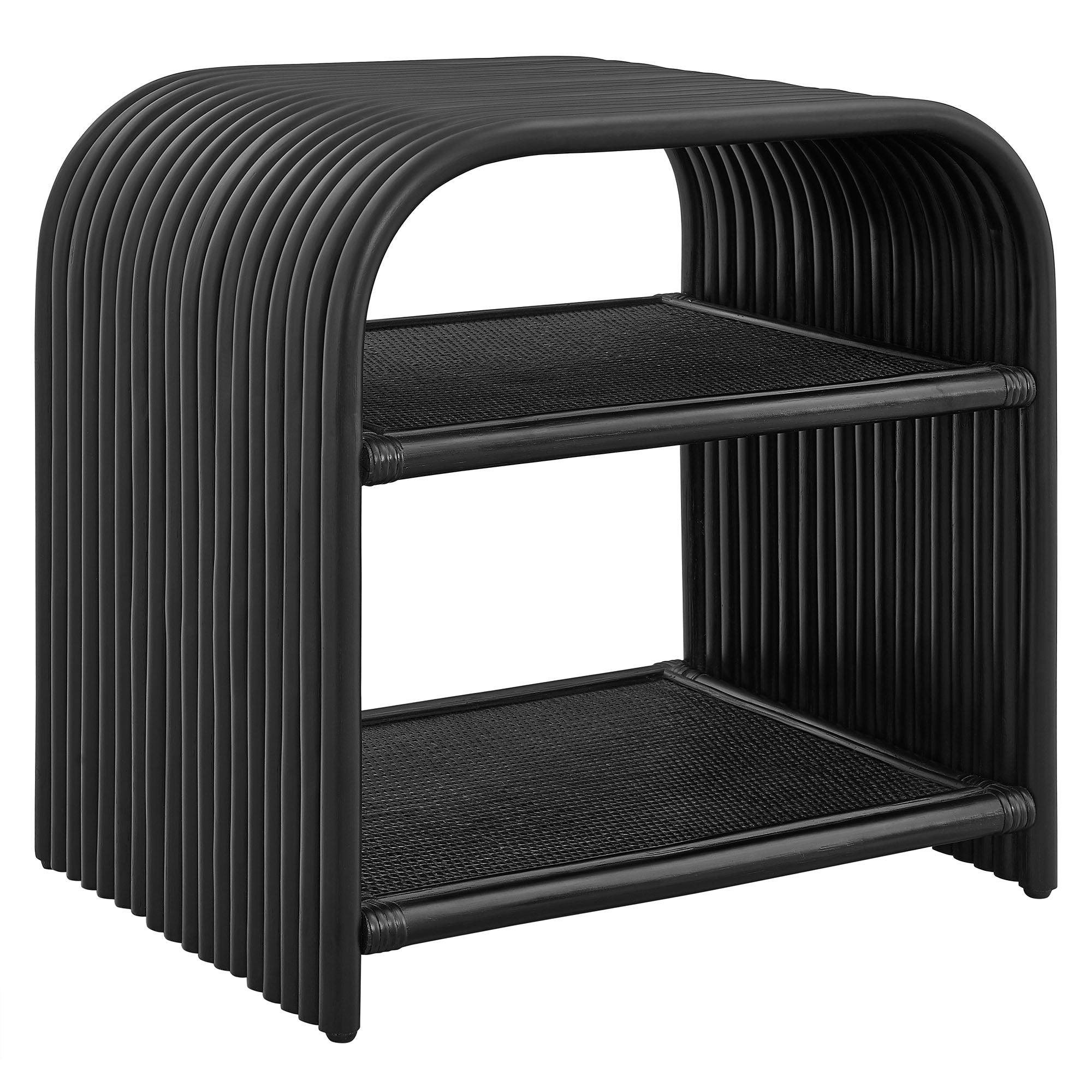 Eve Curved Natural Rattan Side Table by Modway
