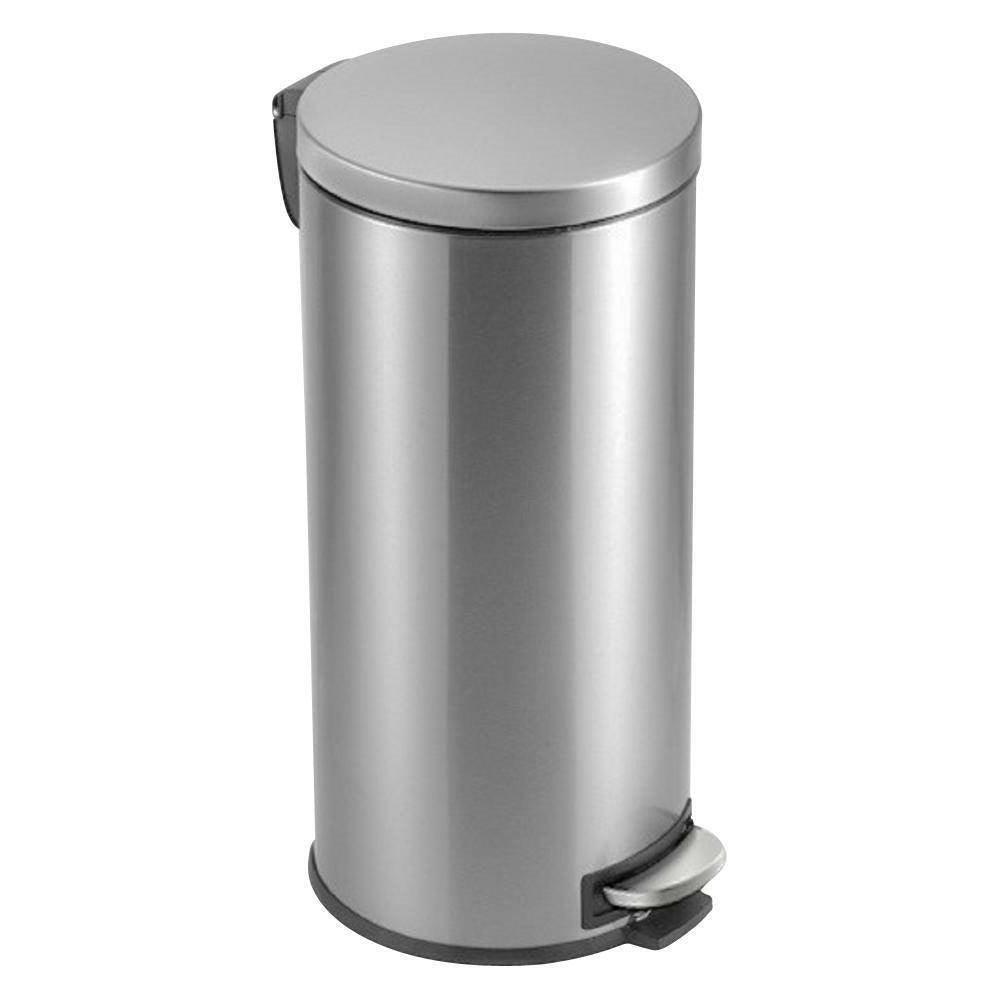 8-Gallon Round Stainless Steel Step Trash Can Kitchen Bathroom Home Office - PRHOMZ