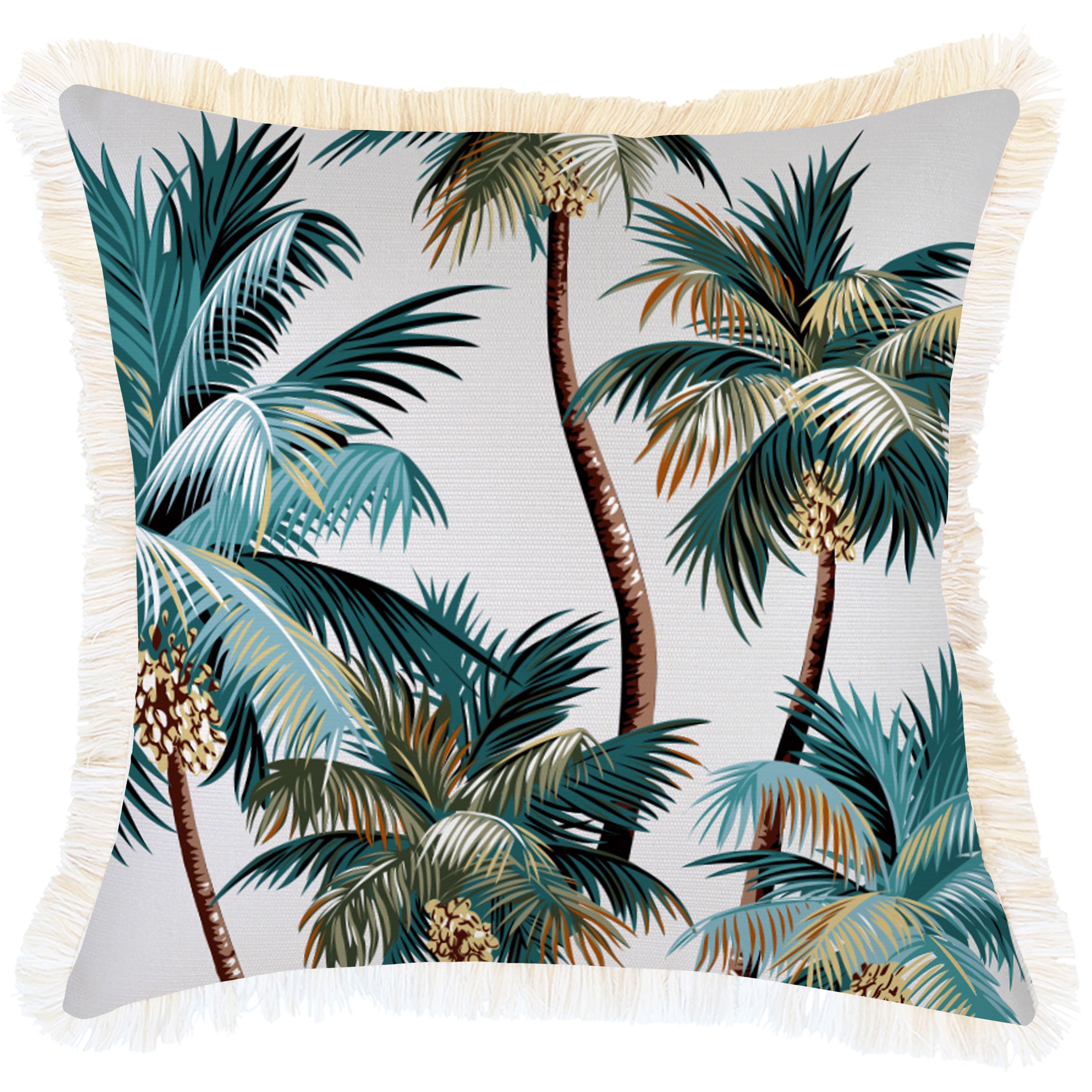 Cushion Cover-Coastal Fringe-Palm Trees White-45cm x 45cm-0
