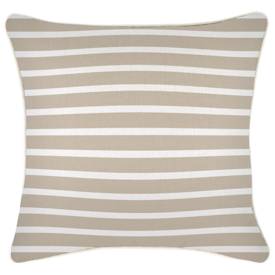 Cushion Cover-With Piping-Hampton Stripe Beige-45cm x 45cm-0