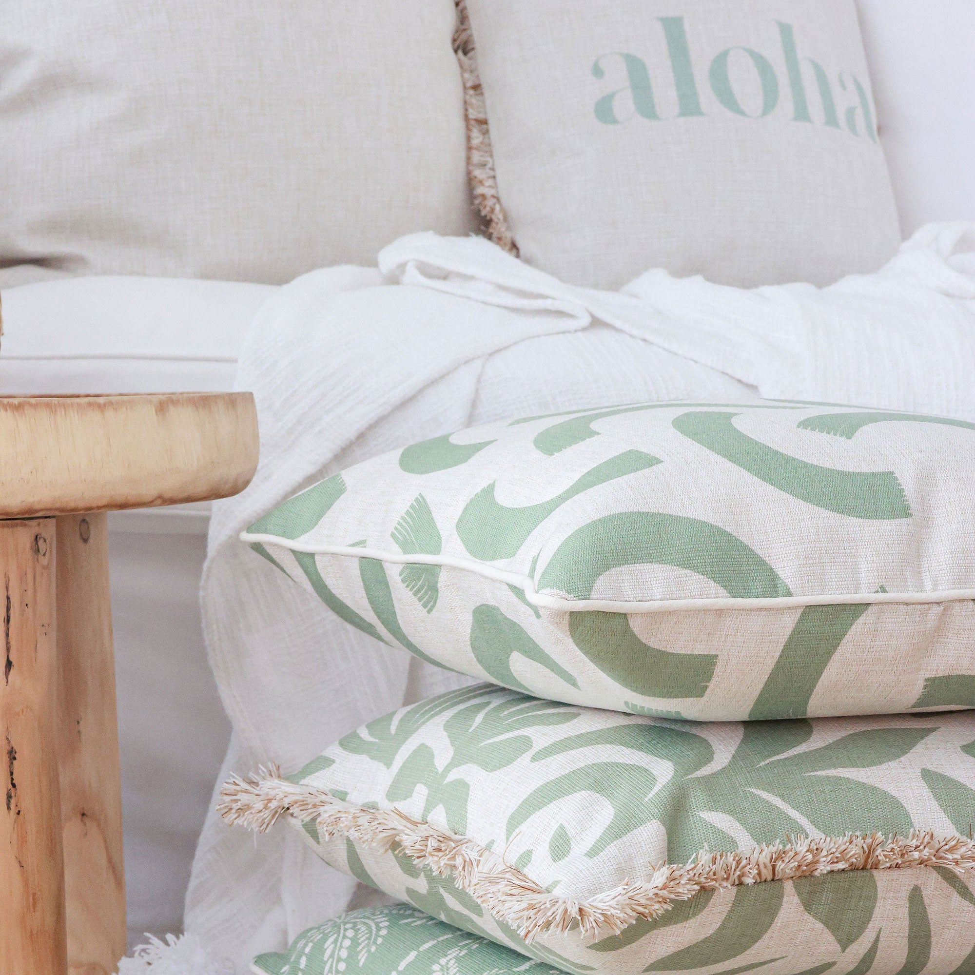 Cushion Cover-With Piping-Muse Sage-45cm x 45cm-4