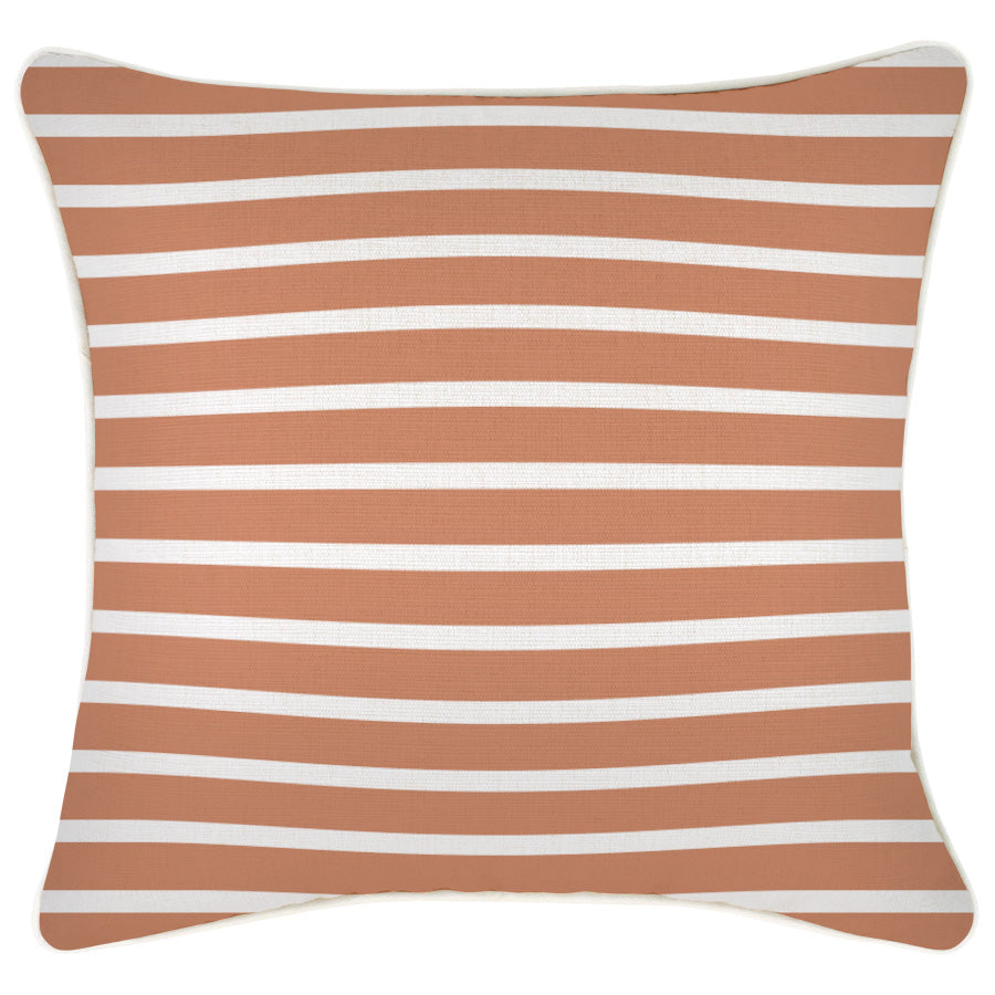 Cushion Cover-With Piping-Hampton Stripe Clay-45cm x 45cm-0