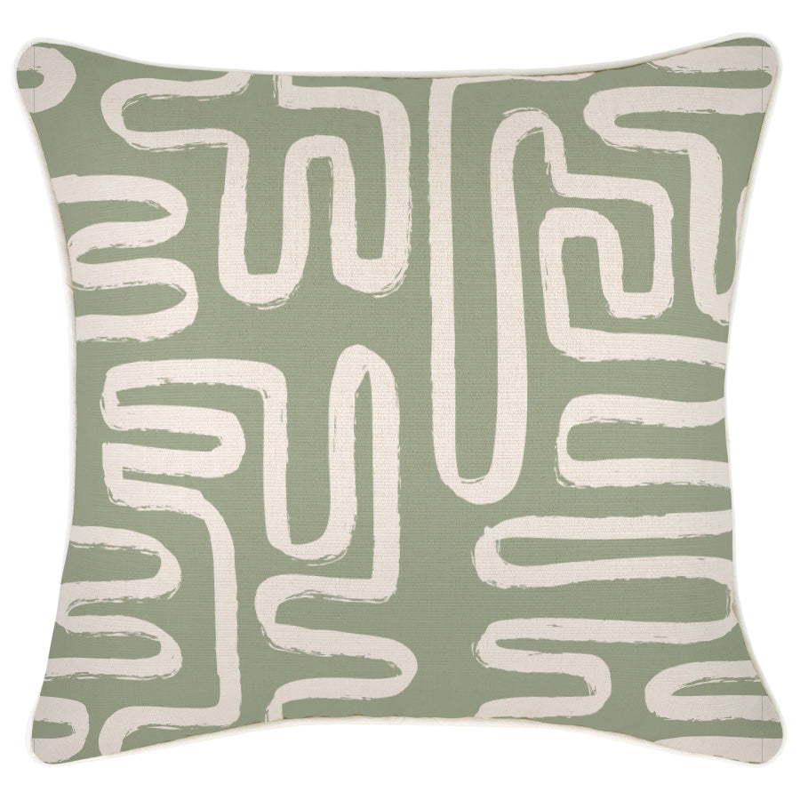 Cushion Cover-With Piping-Maze Sage-45cm x 45cm-0