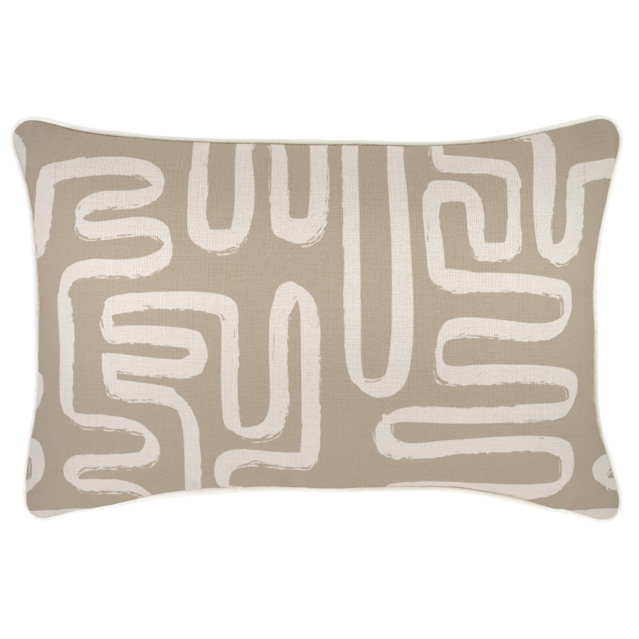 Cushion Cover-With Piping-Maze Taupe-35cm x 50cm-0