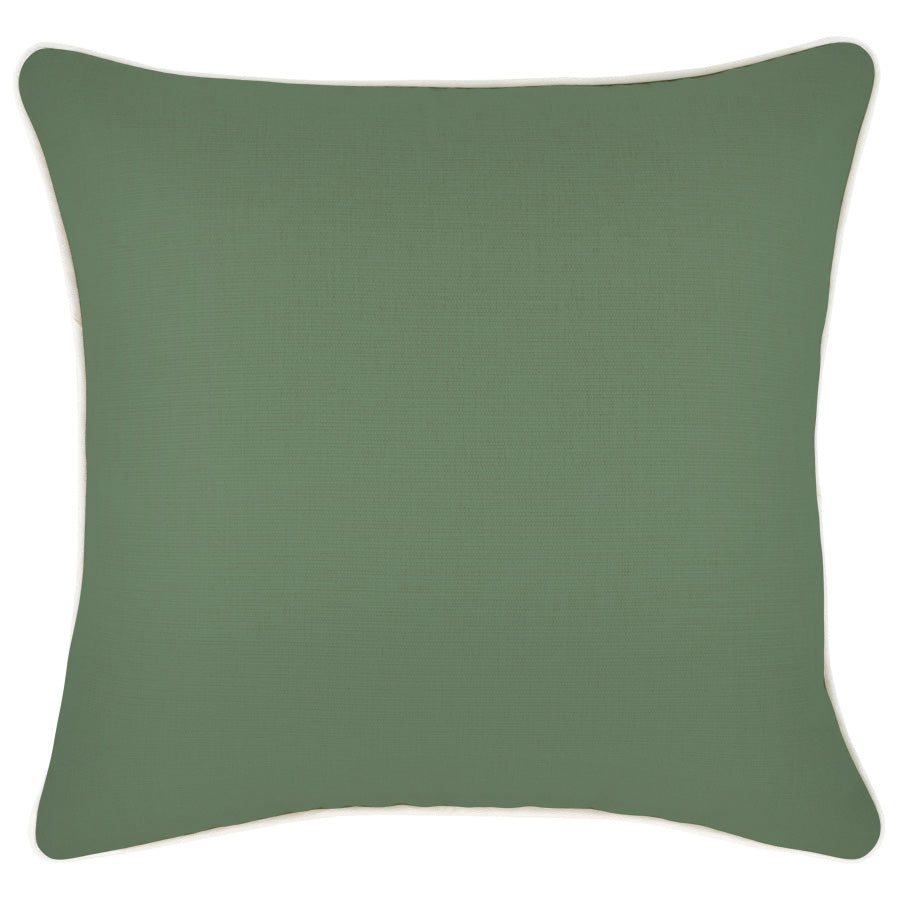 Cushion Cover-With Piping-Solid Dusty Green-45cm x 45cm-0