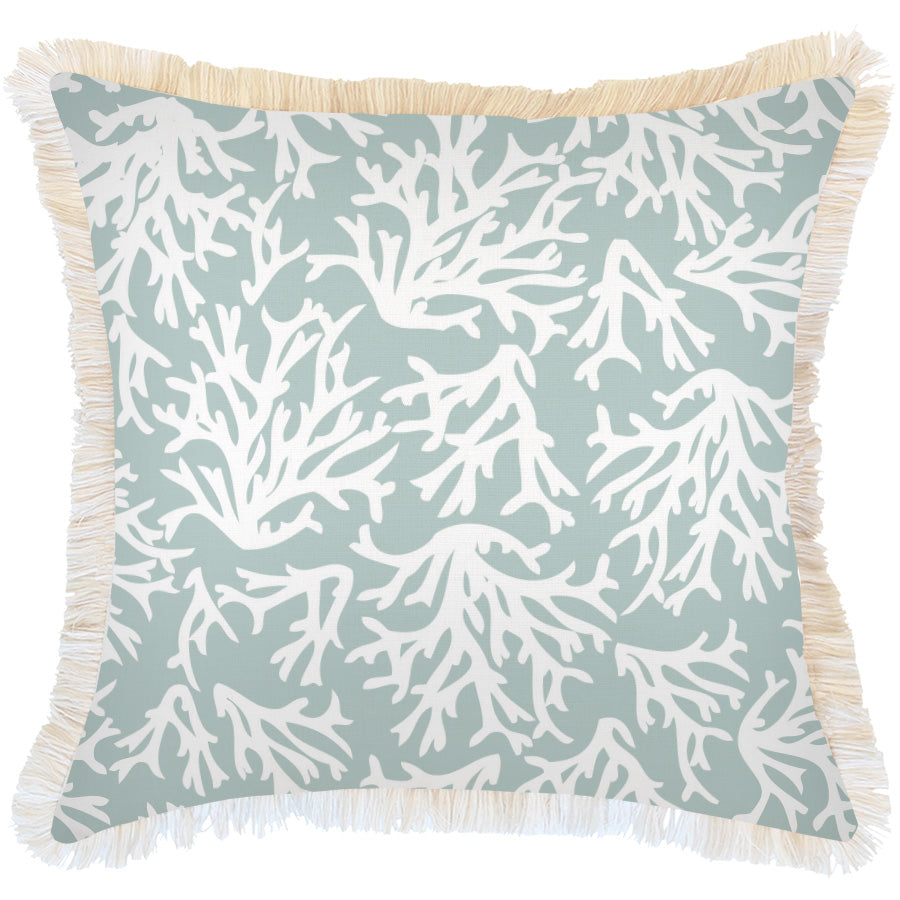 Cushion Cover-Coastal Fringe-Coastal Coral Seafoam-60cm x 60cm-0