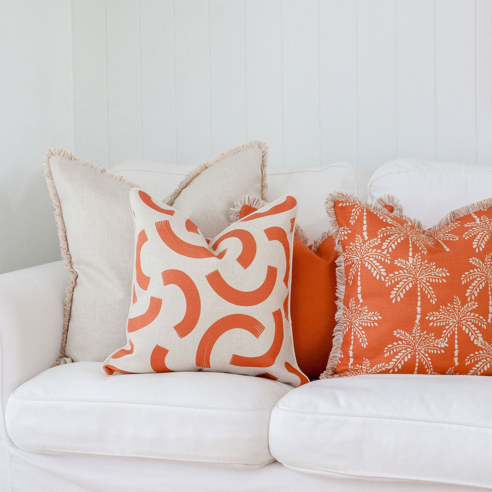 Cushion Cover-Coastal Fringe-Solid Burnt Orange-45cm x 45cm-2