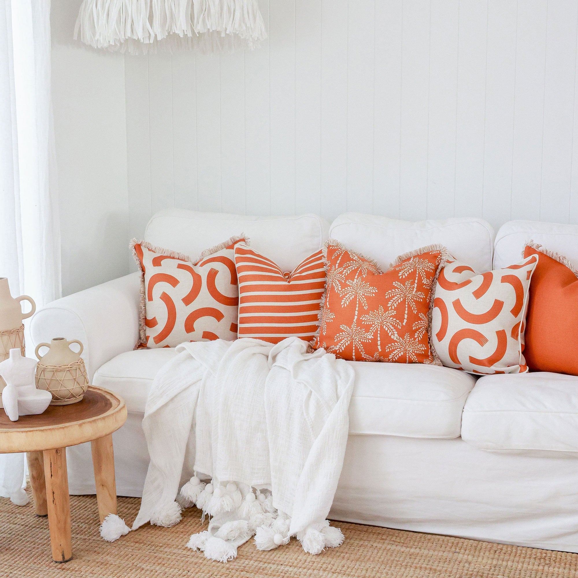 Cushion Cover-Coastal Fringe-Solid Burnt Orange-45cm x 45cm-3