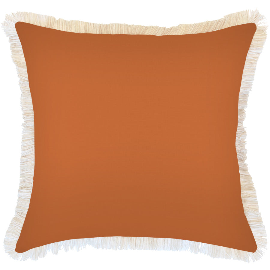 Cushion Cover-Coastal Fringe-Solid Burnt Orange-60cm x 60cm-0