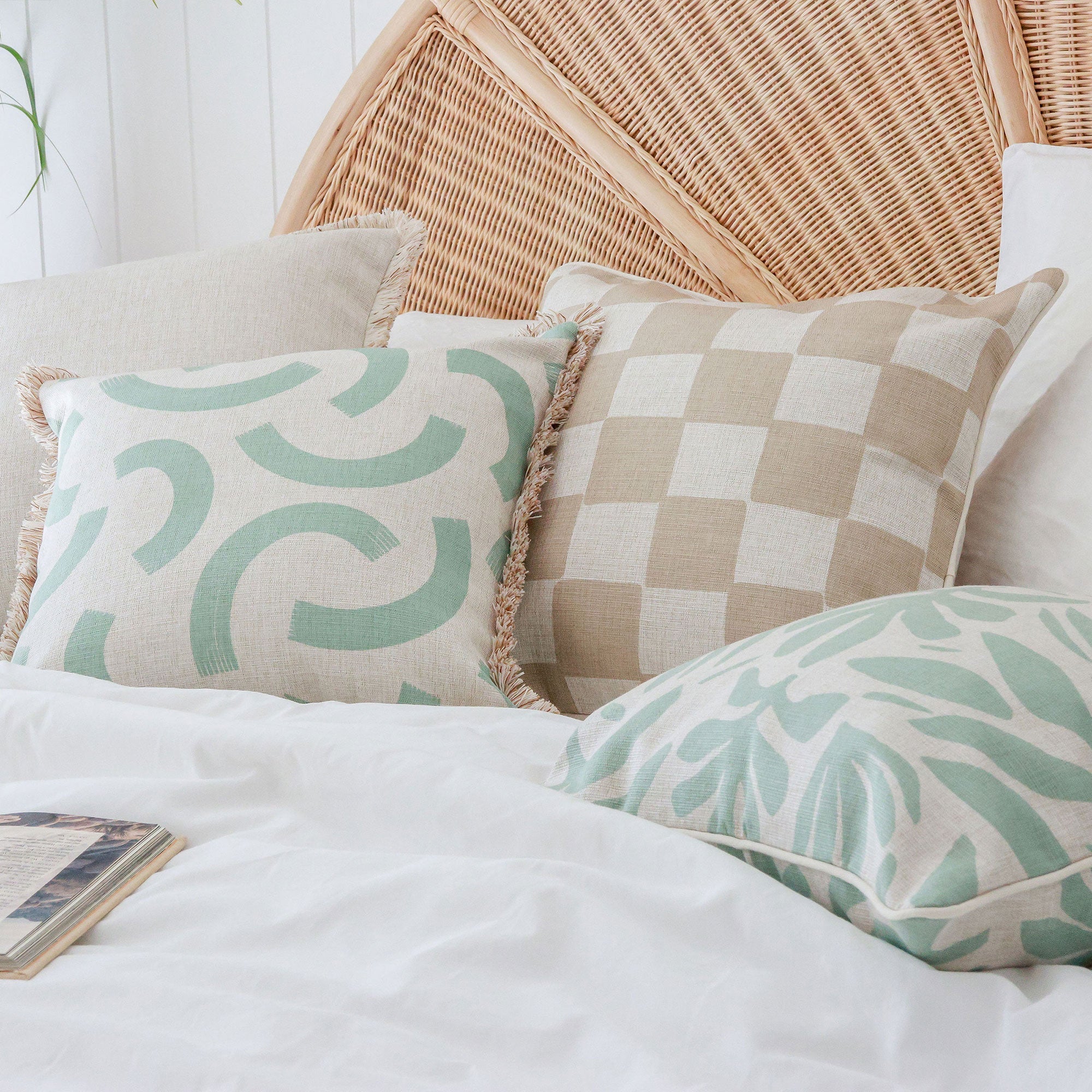 Cushion Cover-Coastal Fringe-Muse Seafoam-45cm x 45cm-1
