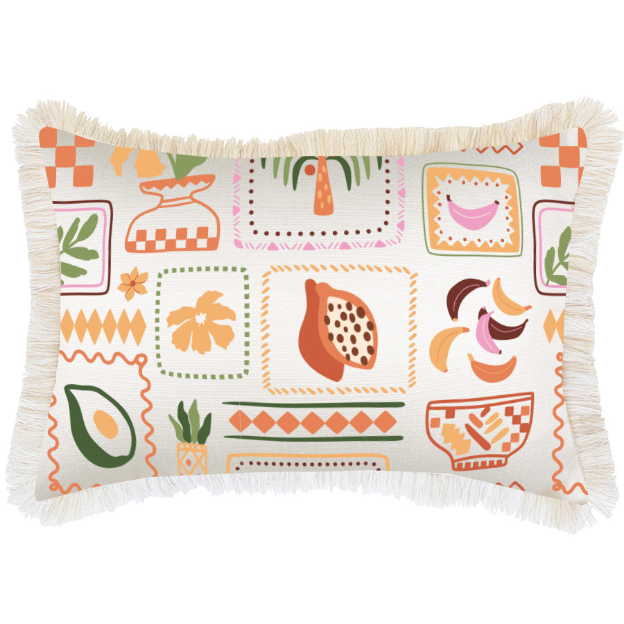 Cushion Cover-Coastal Fringe-Fruit Salad White-35cm x 50cm-0