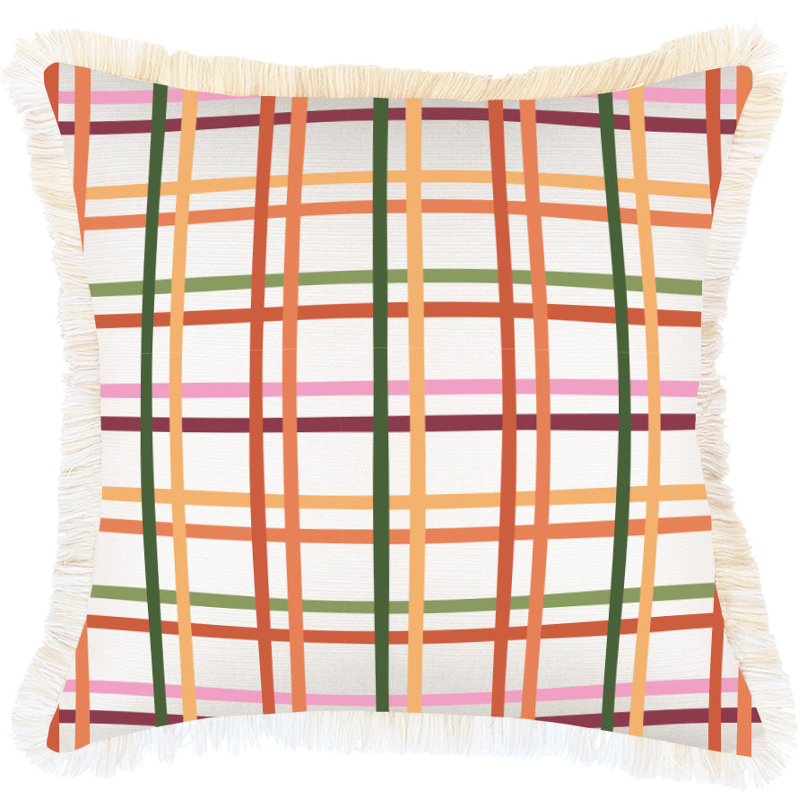 Cushion Cover-Coastal Fringe-Colour Mesh White-45cm x 45cm-0