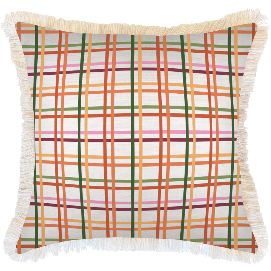 Cushion Cover-Coastal Fringe-Colour Mesh White-60cm x 60cm-0