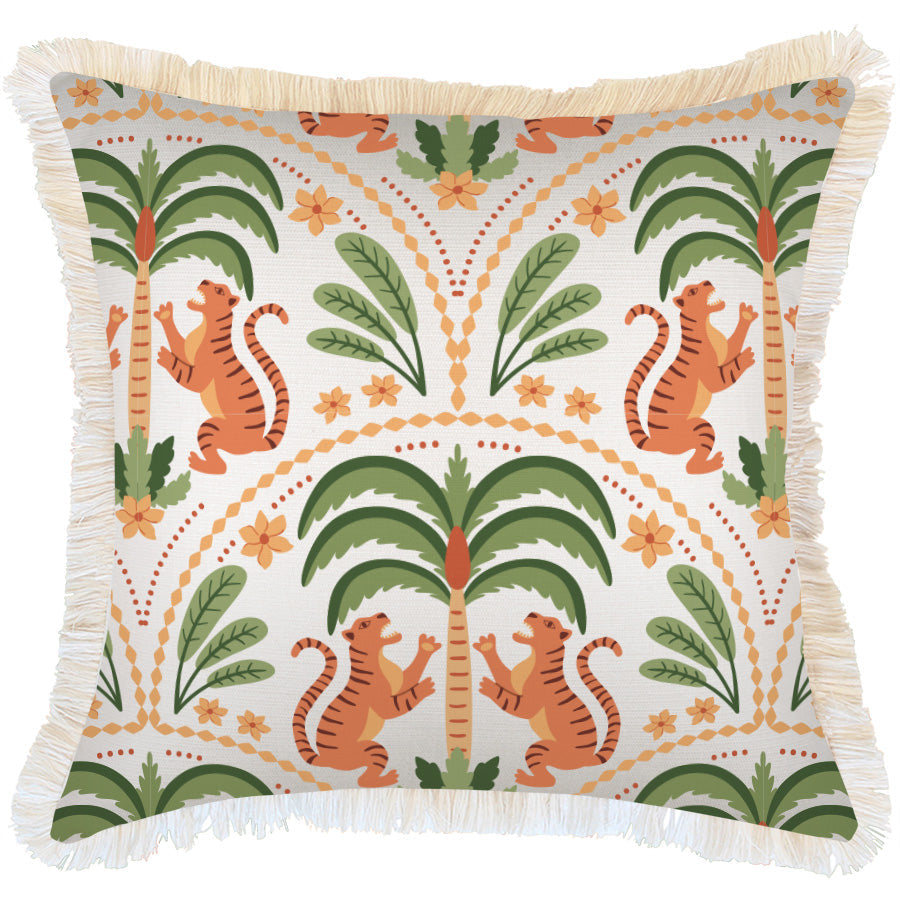 Cushion Cover-Coastal Fringe-Tiger Tree White-60cm x 60cm-0