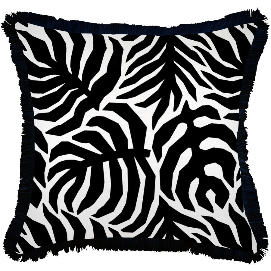 Cushion Cover-Coastal Fringe Black-Casa Palms Black-60cm x 60cm-0