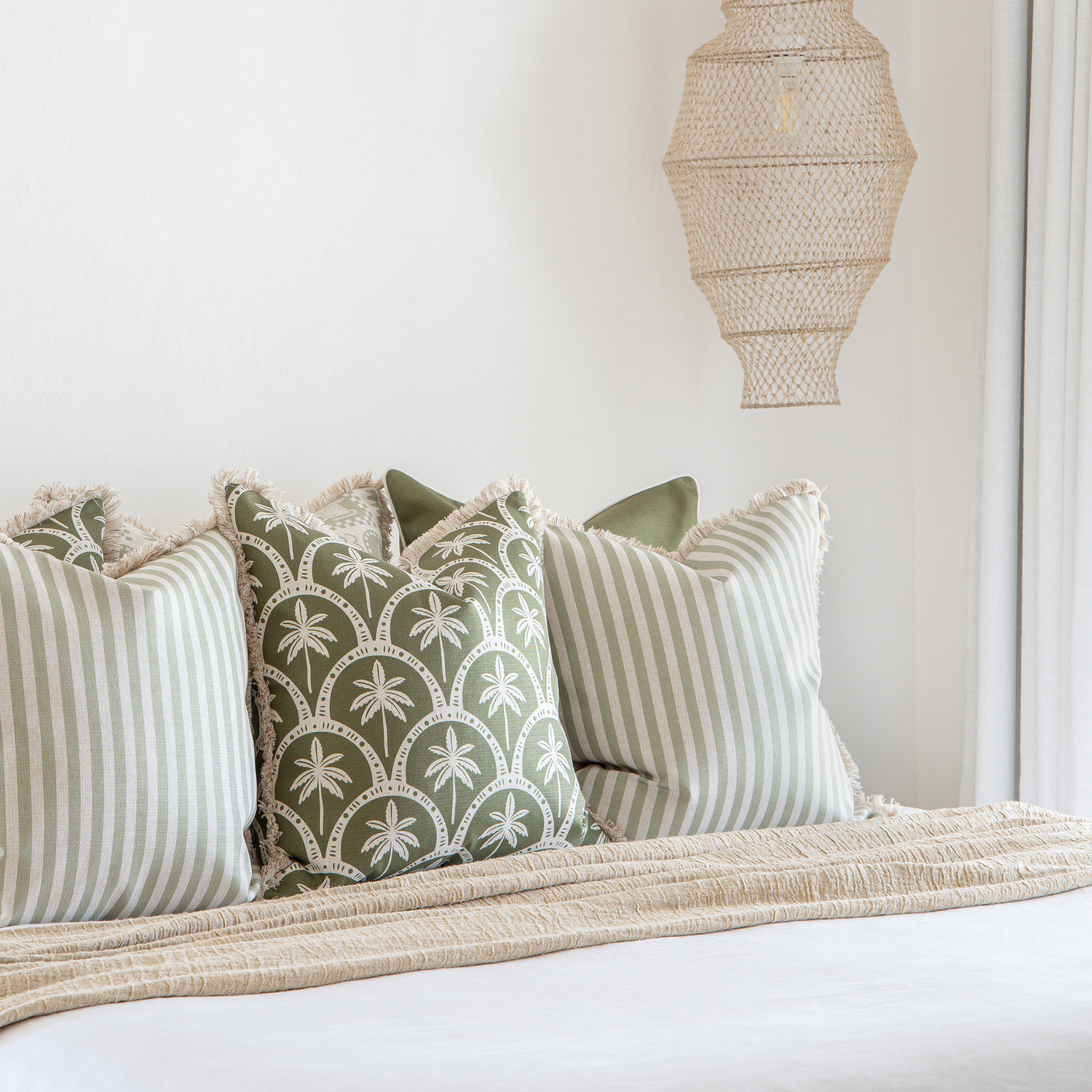 Cushion Cover-Coastal Fringe-Corfu Euclayptus-45cm x 45cm-3