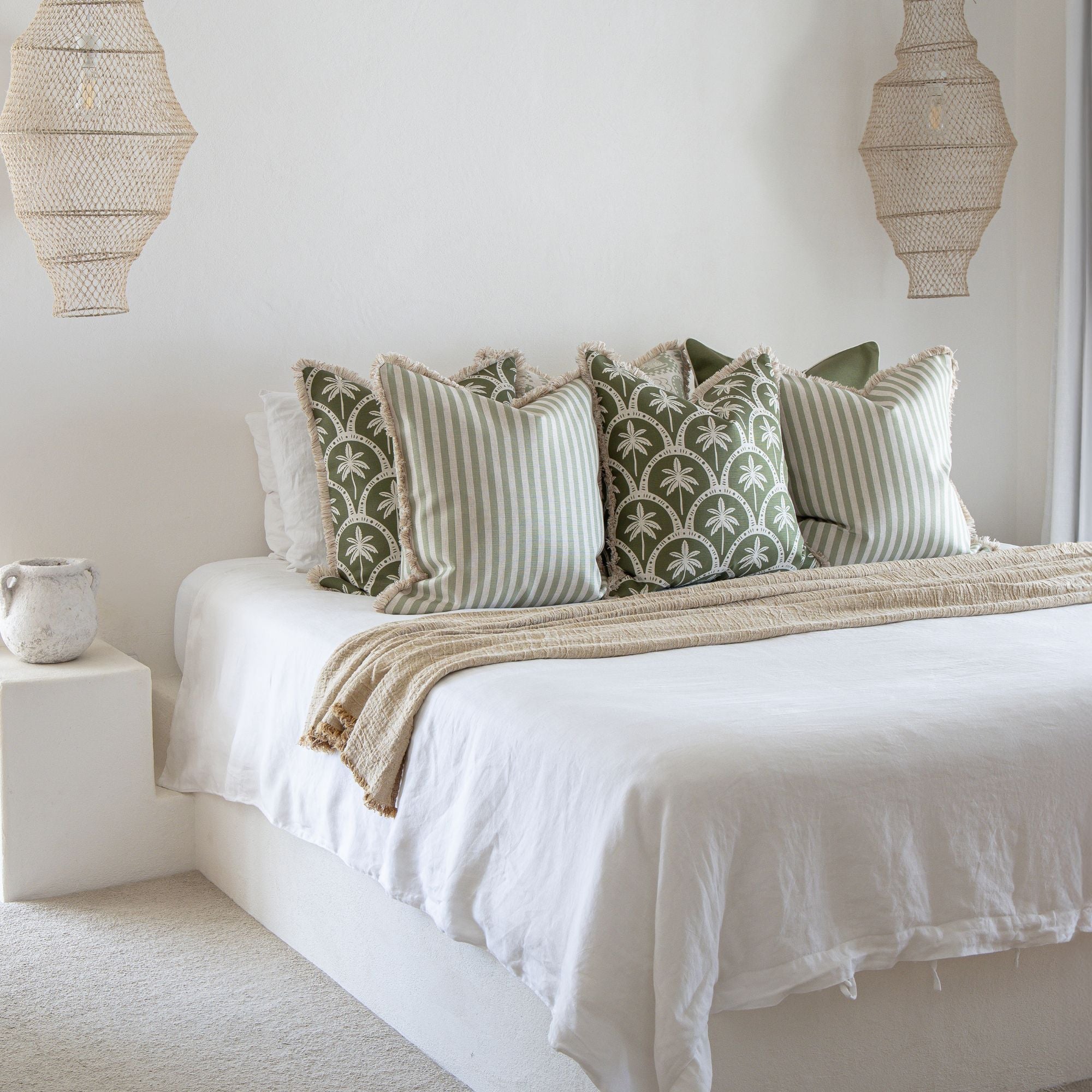 Cushion Cover-Coastal Fringe-Corfu Euclayptus-45cm x 45cm-4