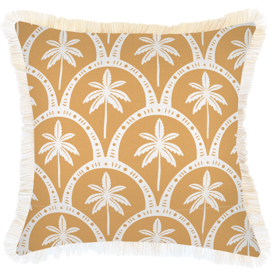 Cushion Cover-Coastal Fringe-Corfu Mustard-45cm x 45cm-0