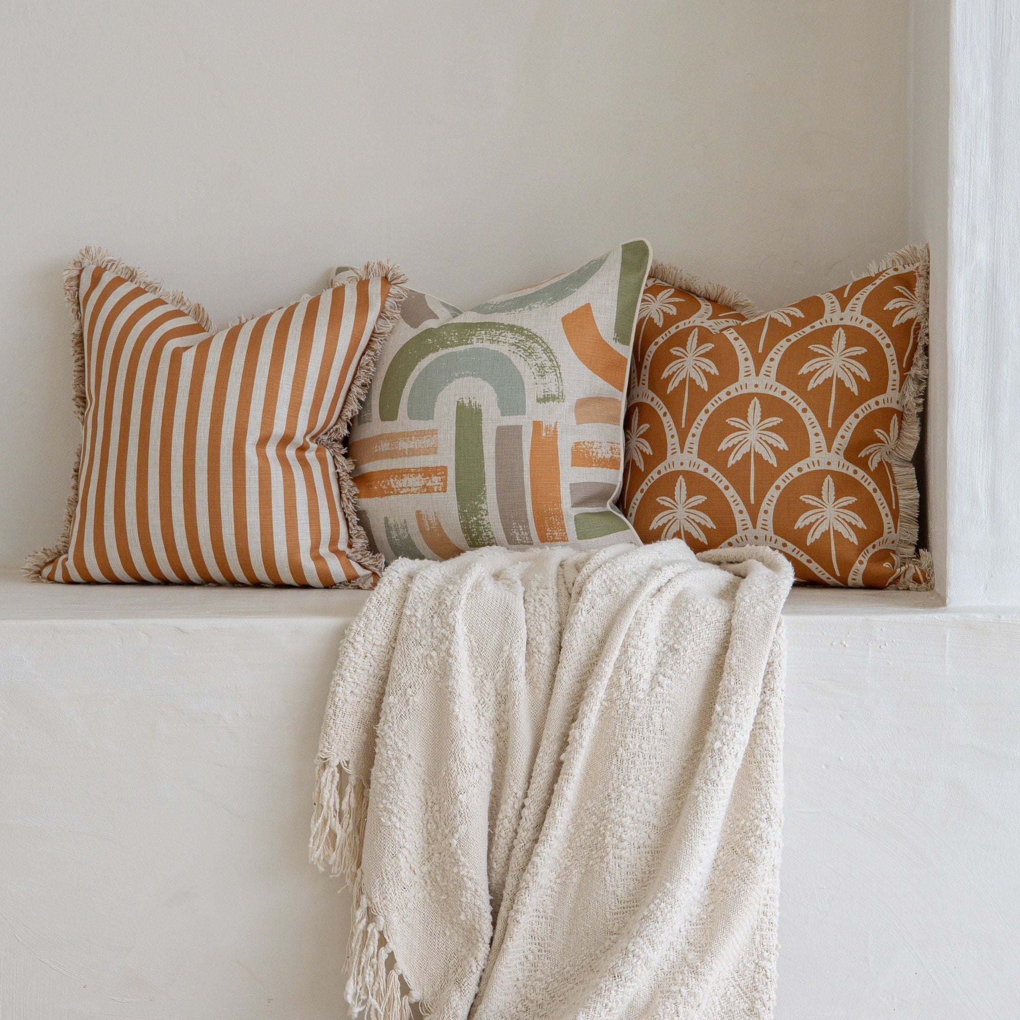 Cushion Cover-Coastal Fringe-Corfu Rust-45cm x 45cm-3