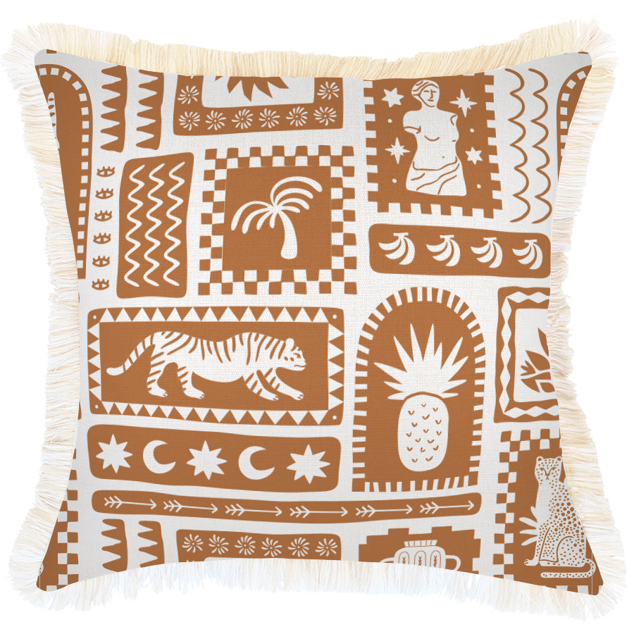Cushion Cover-Coastal Fringe-Naxos Rust-45cm x 45cm-0