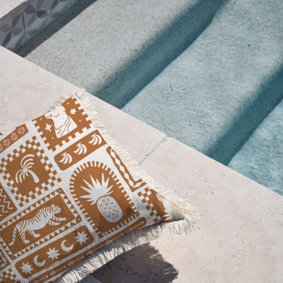 Cushion Cover-Coastal Fringe-Naxos Rust-45cm x 45cm-1