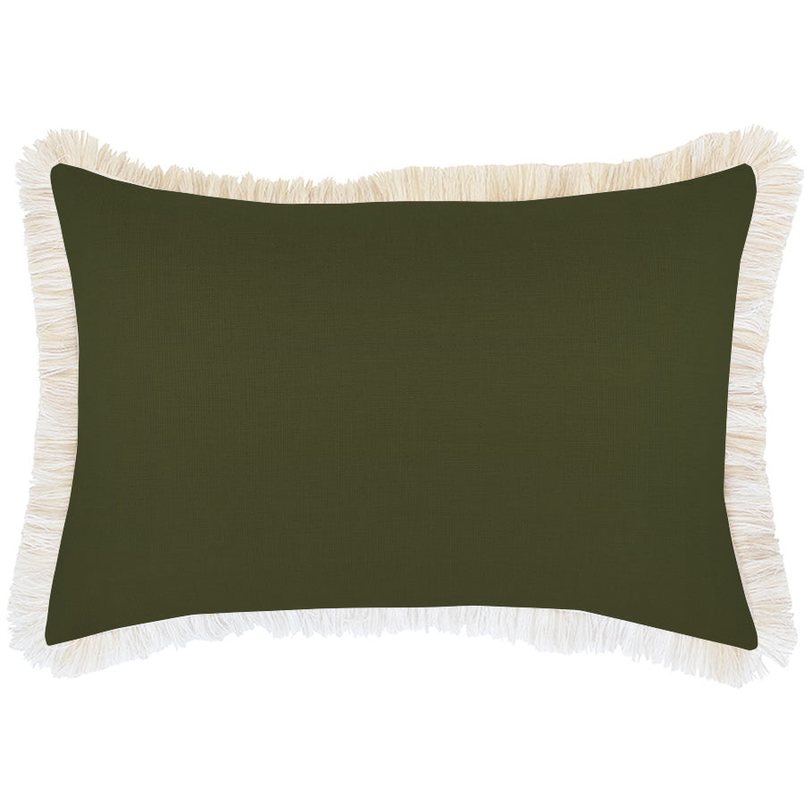 Cushion Cover-Coastal Fringe-Solid Eucalyptus-35cm x 50cm-0