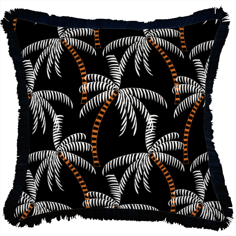Cushion Cover-Coastal Fringe Black-Tavarua-45cm x 45cm-0