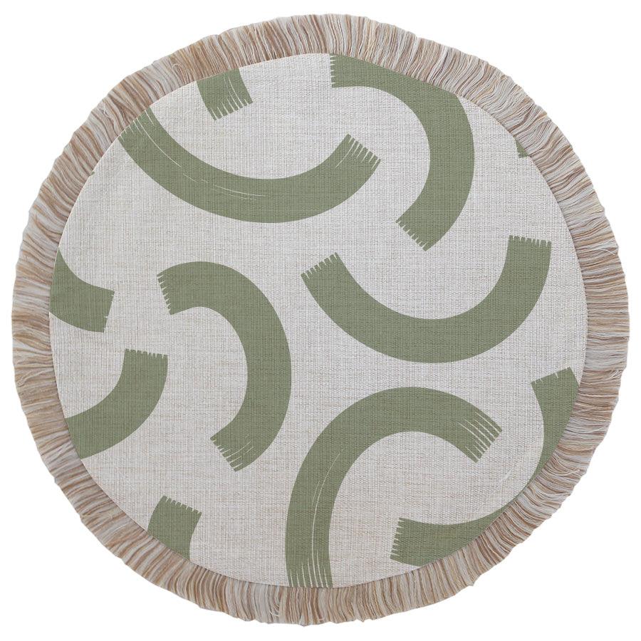 Round Placemat-Coastal Fringe-Muse Sage-40cm - PRHOMZ