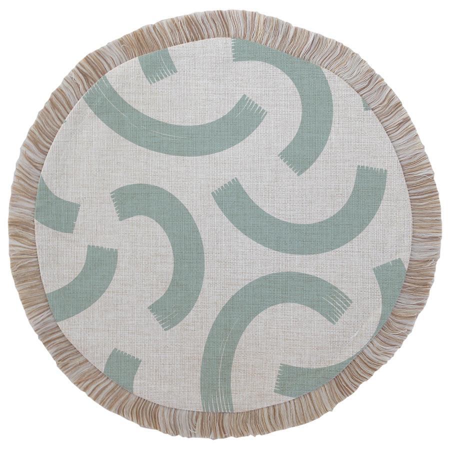 Round Placemat-Coastal Fringe-Muse Seafoam-40cm - PRHOMZ