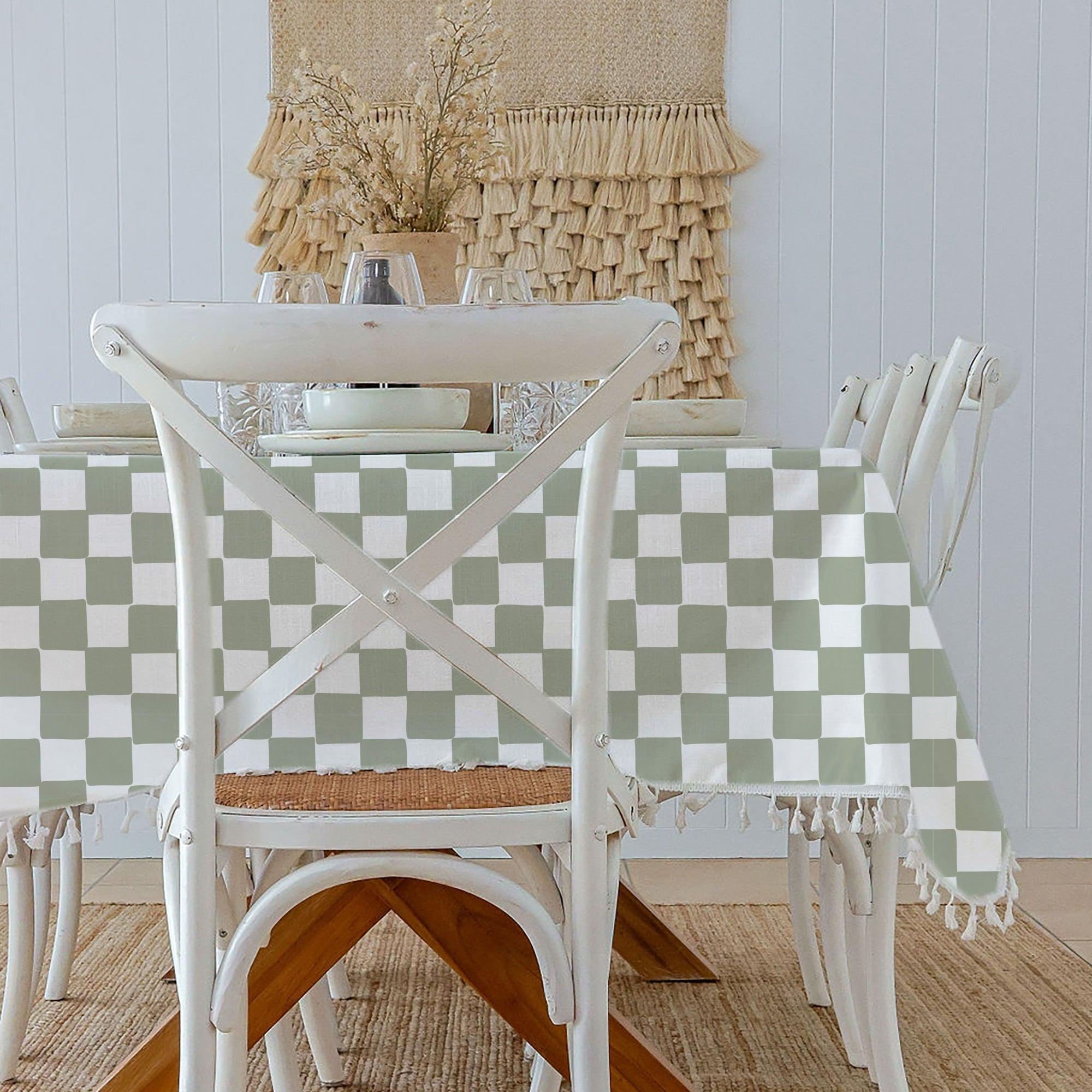 Tablecloth-Check Sage-250cm x 142cm - PRHOMZ