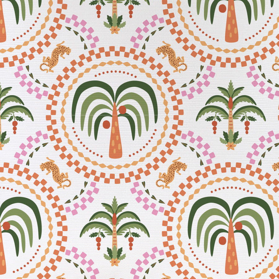 Cushion Cover-With Piping-Palm Mosaic White-60cm x 60cm-2